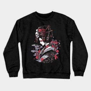 Geisha | Grim Reaper Geisha Skull | Cool Retro Japanese Aesthetic Crewneck Sweatshirt